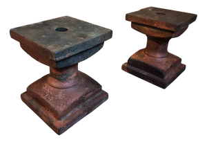 Antique Cast Iron Architectural Bases, 1890s, Set of 2