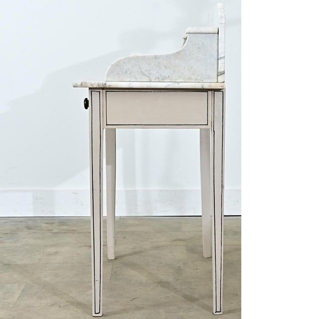 19th Century English 19th Century White Marble Top Vanity with New Paint For Sale - Image 5 of 16