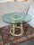 McGuire Furniture Lattice Back & Seashell Printed Dining Side Chairs and Glass Bistro Table, 28 Inches For Sale In San Francisco - Image 6 of 12