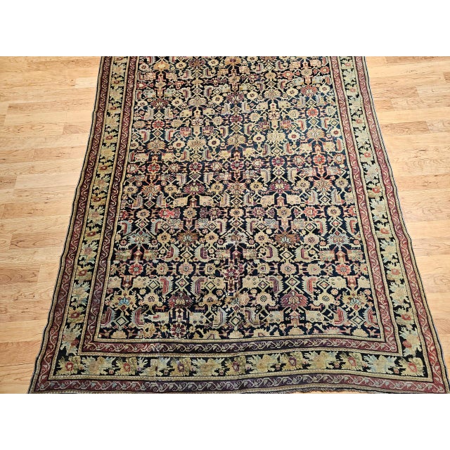 Antique Karabagh Gallery Rug, Hand-Knotted Wool, Allover Geometric Pattern, Navy & Tan, 7' X 14' For Sale - Image 10 of 17