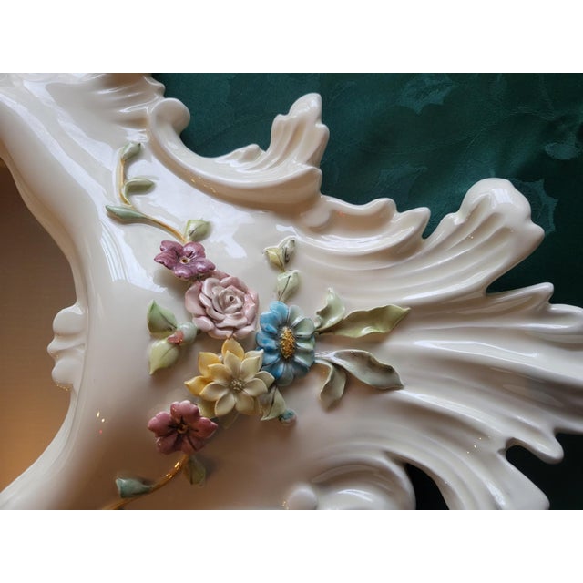 Majolica Ceramic Mirror by Carlo Corvi for La Farnesiana Parma, Italy, 1950 For Sale - Image 9 of 18