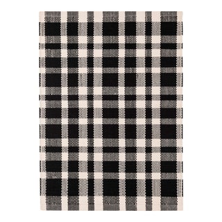 Dash & Albert by Annie Selke Tattersall Black Indoor/Outdoor Rug, 7' 6" x 9' 6" For Sale