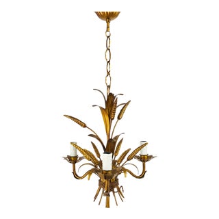 1970s Golden Wheat Sheaf Pendant Lamp by Hans Kögl, Germany For Sale