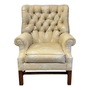 Henredon Tufted Back Chippendale Style Wingchair