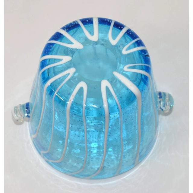 Cornflower Blue Vintage Venini Murano Light Blue White & Clear Wine Cooler Ice Bucket Italy 1970 For Sale - Image 8 of 13
