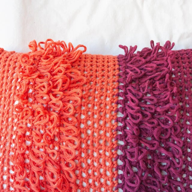 Textile Orange & Red Textures from the Loom Pillow by Com Raiz For Sale - Image 7 of 9