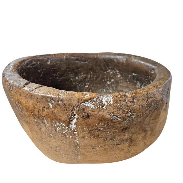 Hand-Hewn Carved Wooden Burl Bowl For Sale - Image 10 of 18