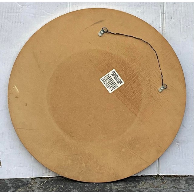 Neoclassical Late 20th-C. Neo-Classical Style Faux Tortoise & Greek Key Round Wall Mirror For Sale - Image 3 of 5