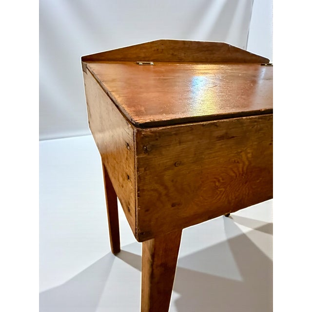 Brown Antique Wooden School Desk-Primitive Student-Lift Top-Storage-Farmhouse-Rustic For Sale - Image 8 of 11