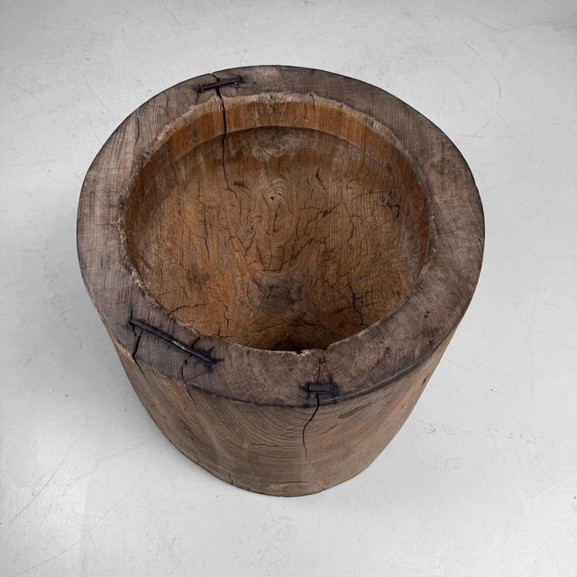Wood Japanese Wooden Usu Rice Mortar, 1920s For Sale - Image 7 of 18