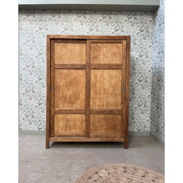 Parisian Wardrobe with Sliding Doors and Hanging Rail, 1950s For Sale - Image 16 of 16