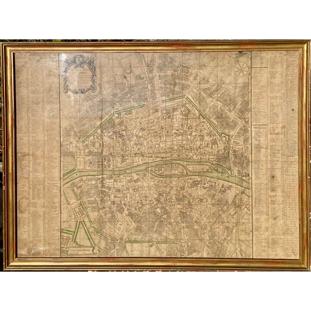 Large Antique Engraved Paris Map by Chéreau, 1767 For Sale - Image 7 of 8