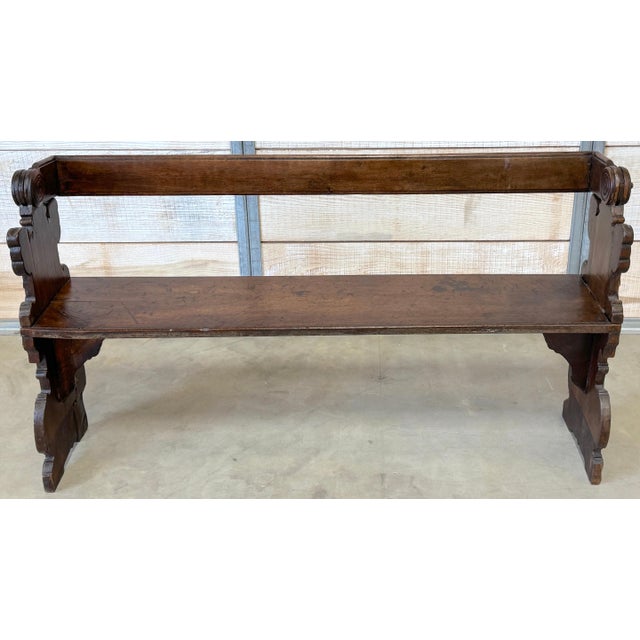Brown Italian Baroque Carved Walnut Revolving Hall Bench, Late 17th–Early 18th Century For Sale - Image 8 of 15