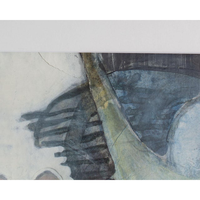 Blue Watercolor and Gouache Abstract Painting Signed by Walter Sorge For Sale - Image 8 of 10