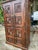 1920s Antique Indian Sunburst Carved Armoire | Dark Wood Double-Door Wardrobe Cabinet 66 For Sale - Image 5 of 6