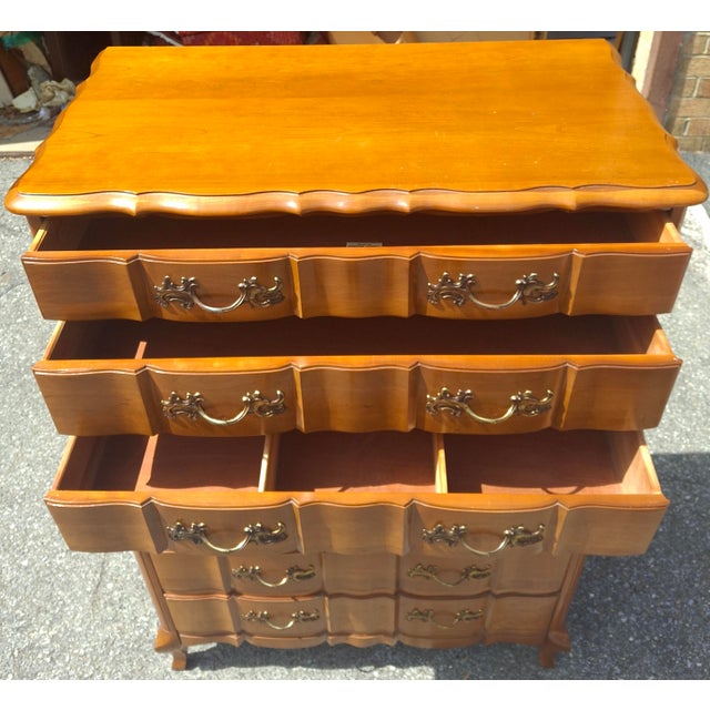 Mid 20th Century Permacraft Provincial Style Cherry Chest on Chest of Drawers For Sale - Image 4 of 14