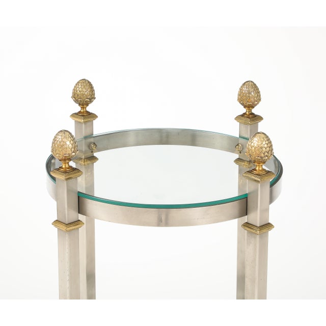 Maison Jansen Style 3 Tier Steel and Brass Side Table For Sale - Image 15 of 15