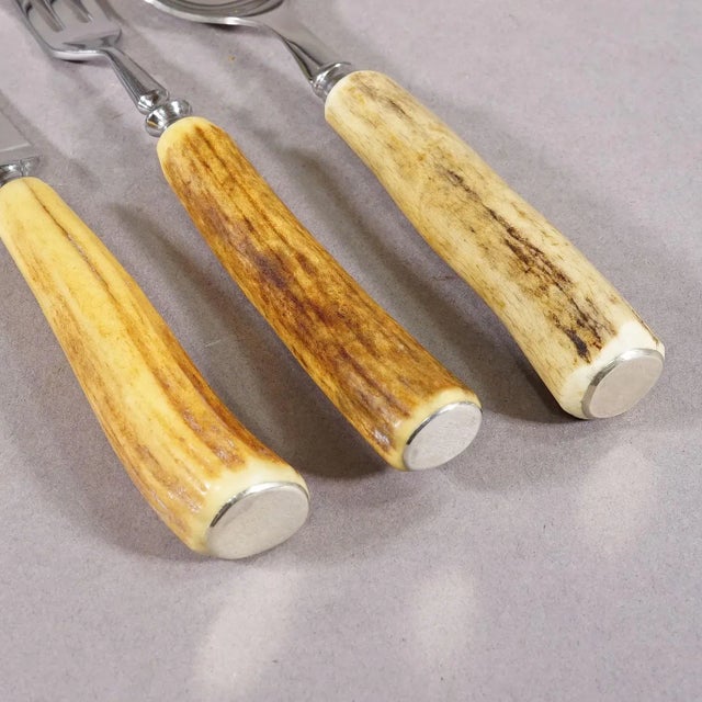 Vintage Stainless Steel and Horn Tableware Set for 6 Germany 1950s For Sale - Image 6 of 7