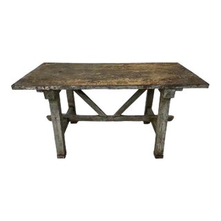 19th Century French Rustic Industrial Dining or Writing Table or Desk For Sale
