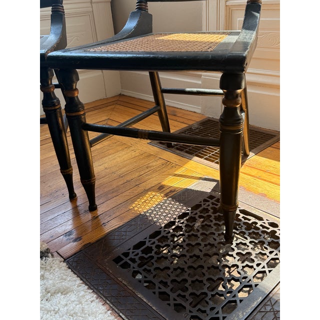 Victorian Antique Victorian Hand-Painted Cane Chairs – Pair | Circa 1880s For Sale - Image 3 of 12