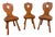 Set of 3 Vintage Alpine Bavarian Heart-Cutout Plank Chairs (Brettstuhl) For Sale