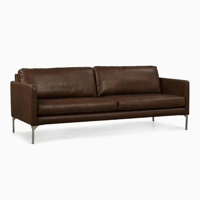84"w x 35"d x 32"h. Beloved couch looking for a new home. Used it for about a year, condition is like new. Oxford Leather...