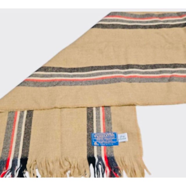 Farmhouse 1980s Pendleton Camel Tan Black and Red Striped Wool Table Runner For Sale - Image 3 of 7