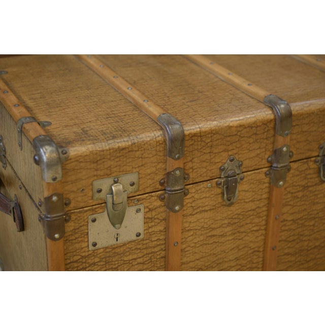 Mid-Century Modern Vintage Travel Trunk with Key, 1950s For Sale - Image 3 of 11