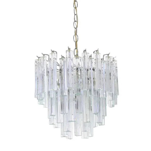 Glass Vintage Mid Century Venini Glass Prisms Camer Light Fixture For Sale - Image 7 of 10