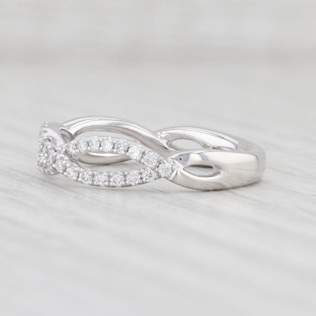 2010s Woven 0.35ctw Diamond Ring 18k White Gold Sz 5.75 Wedding Band Stackable a Jaffe, Size 5.75 For Sale - Image 5 of 8