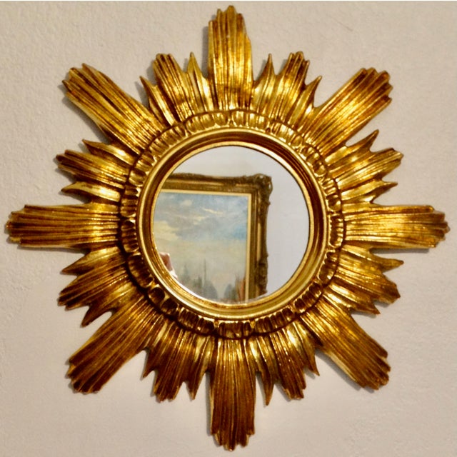Vintage Italian Gilt Sunburst Mirror For Sale - Image 4 of 14