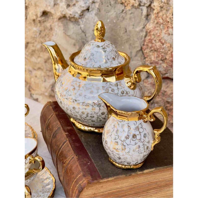 Mid-Century Porcelain Tea Set from Edelstein Bavaria, 1930s, Set of 10 For Sale - Image 4 of 12