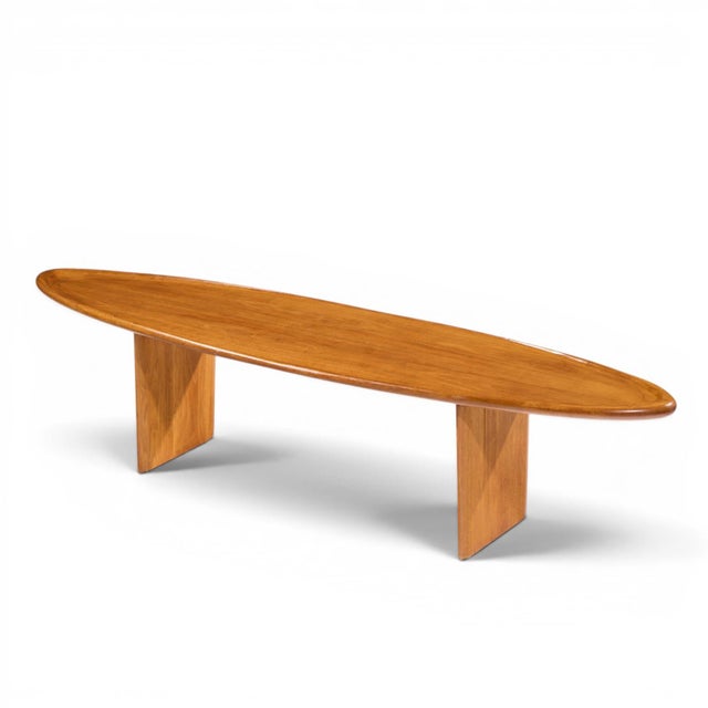 t.h. Robsjohn Gibbings for Widdicomb Model 3304 Mid Century Mahogany Surfboard Coffee Table For Sale - Image 9 of 9