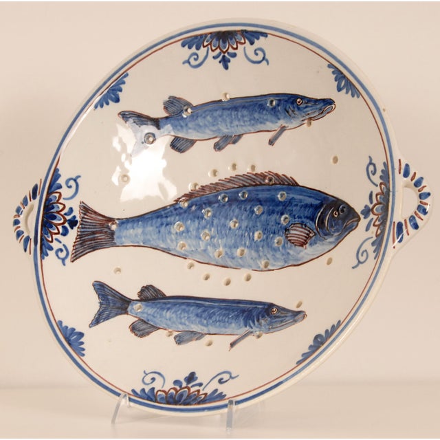 1940s Delft Plate Fish Plate Drip Tray Handpainted Decorative Bowl Set of 2 For Sale - Image 5 of 14