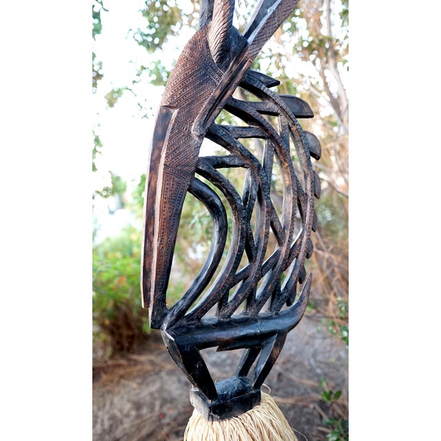Vintage Chi Wara Inspired Life Sized Hand Carved Floor Lamp For Sale - Image 4 of 13