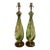 Vintage Italian Murano Green & White Spiral Art Glass Table Lamps – Restored & Rewired - Pair For Sale