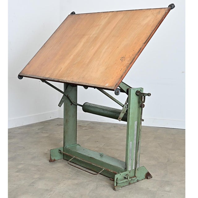 French Vintage Mid-Century Architects Drafting Desk For Sale - Image 10 of 12