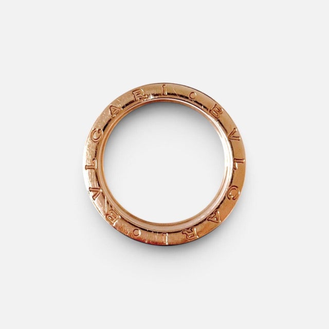 Bulgari B Zero Wide Four- Band , 18 Karat Rose Gold Loops White Eternity Band For Sale - Image 4 of 8