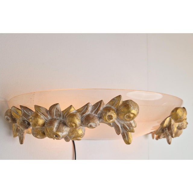 Vintage Bowl Wall Lamps in Goldleaf Murano Glass, Italy, 1970s, Set of 2 For Sale - Image 6 of 18