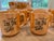 Amazing peach iridescent Egg Nog punch bowl set - bowl and 11 mini handled mugs - with a dark green spruce design and the...