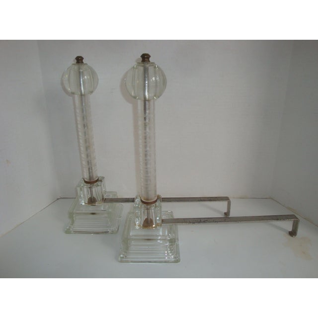 Lucite and Glass Fireplace Andirons Art Deco Hollywood Regency a Pair Chairish