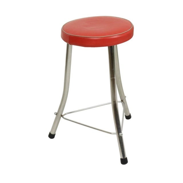 Stool in Red Faux Leather and Chrome from Brabantia, 1950s For Sale - Image 6 of 13
