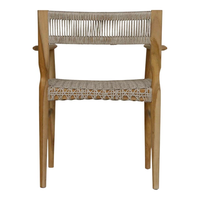 Oakley Armchair Brown Teak Wood Outdoor Dining Chair by Artesia For Sale - Image 4 of 5