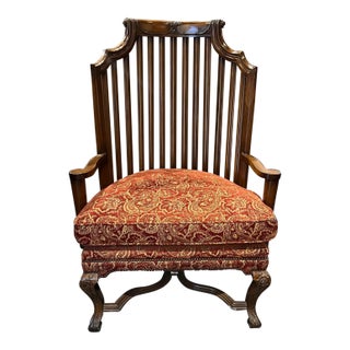 Vintage Mahogany Spindle-Back Armchair Attributed to Baker Furniture For Sale
