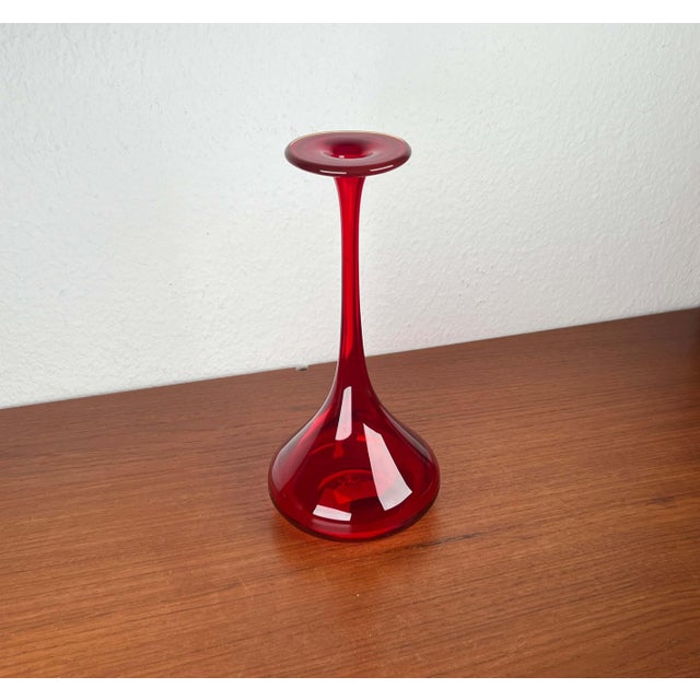 1970s Vintage German Red Glass Solifleur Vase by Cari Zalloni for WMF, 1970s For Sale - Image 5 of 16