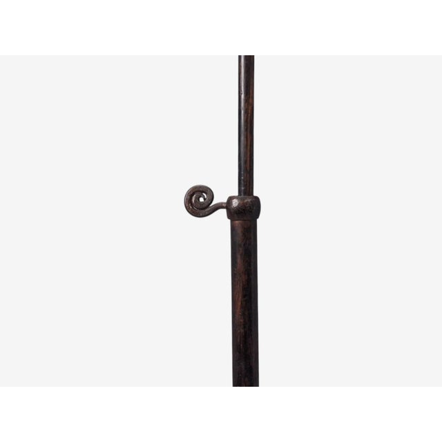 1950s Swedish Modern Forged Iron, Fabric, Brass Floor Lamp For Sale - Image 9 of 11