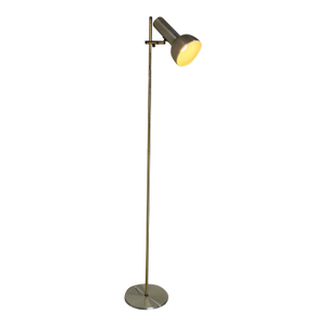 Brushed Metal and Brass Adjustable Spotlight Task Floor Lamp Vintage Mid-Century Modern
