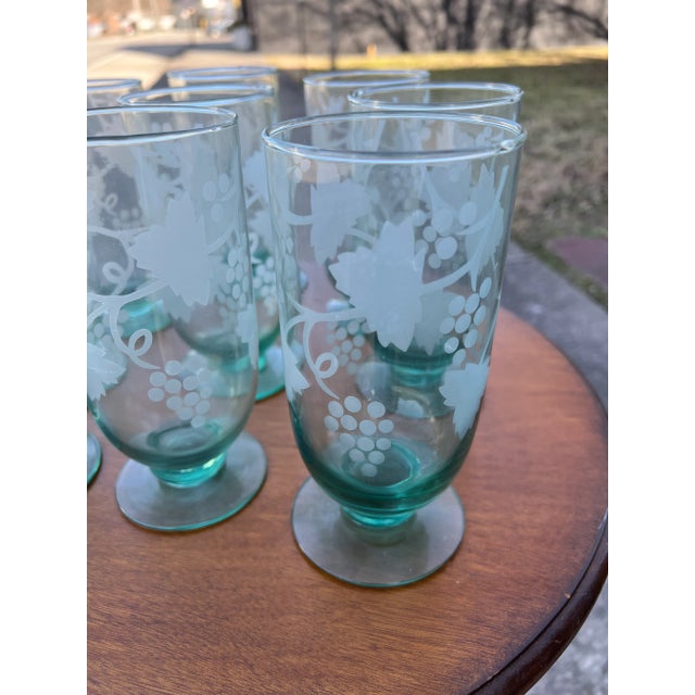 1970s Avocado Green Glasses- Set of 9 For Sale - Image 4 of 4