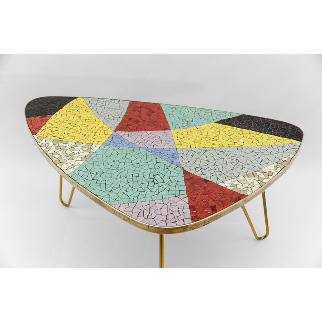 1950s Colorful Mosaic and Brass Coffee Table, Italy, 1950s For Sale - Image 5 of 18