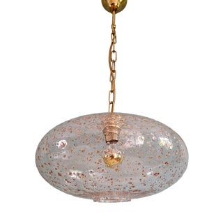 Large Vintage Pendant Light in Clear Glass Inlaid with Gold Glitter, Germany, 1970 For Sale